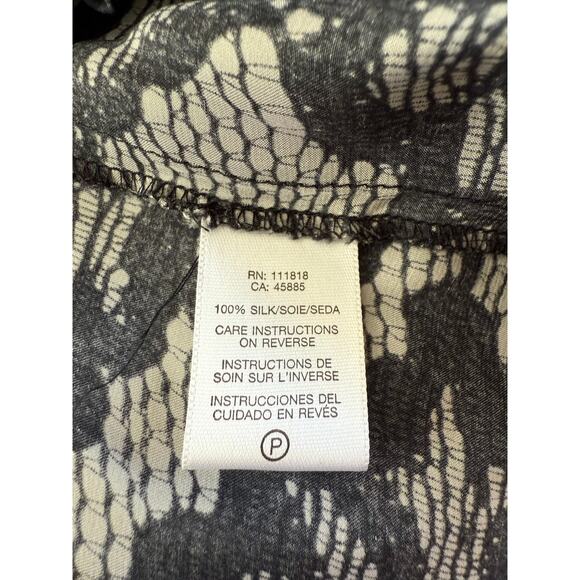 Michael Kors 100% Silk Floral Black and Silver Halter Top Size 10 - Picture 5 of 6